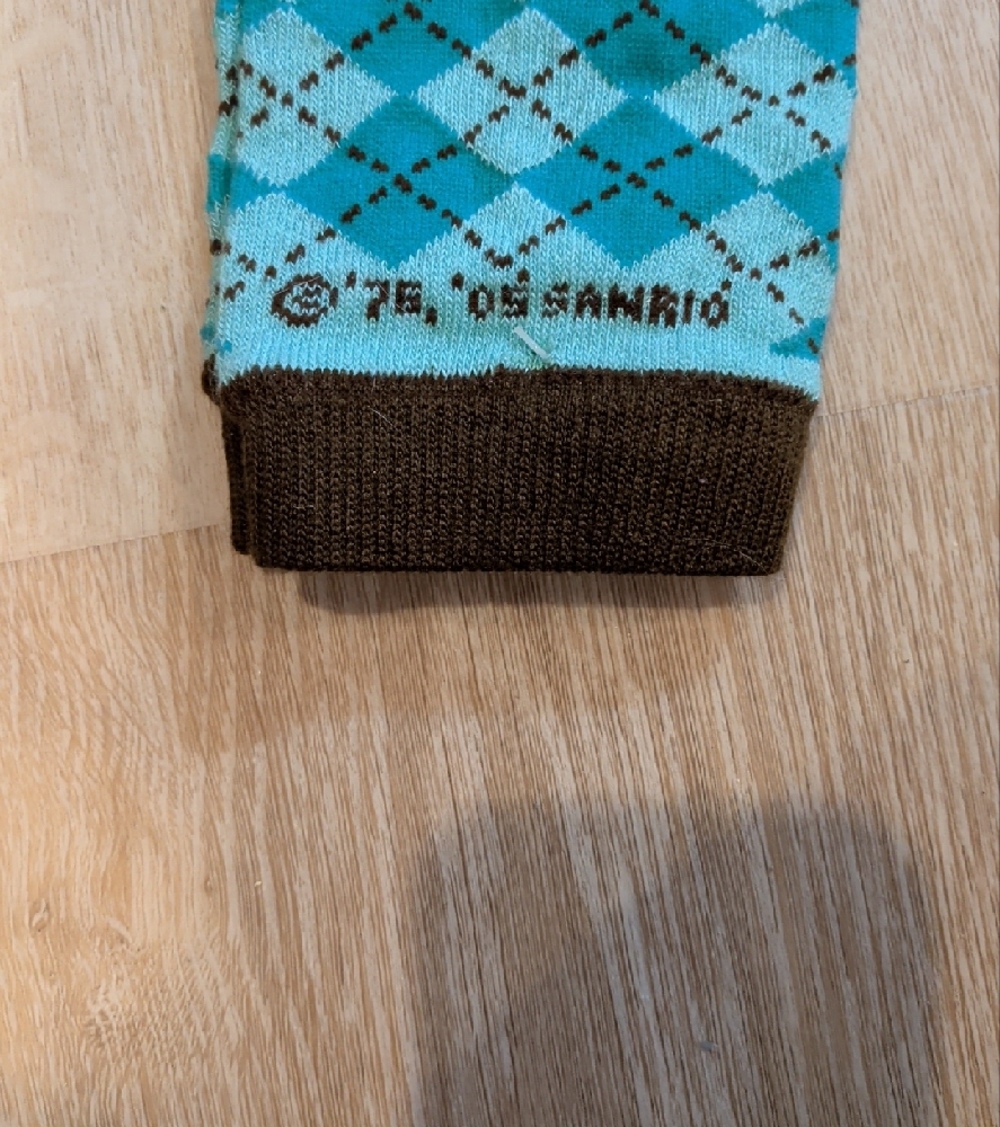 2005 Turquoise Argyle Cat Knee High Leg Warmers Chococat Sanrio - Picture 3 of 5